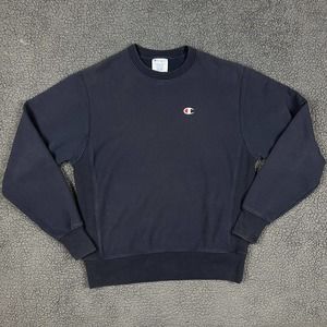 Champion Sweater Adult Medium Blue Small Logo Reverse Weave Sweatshirt Mens